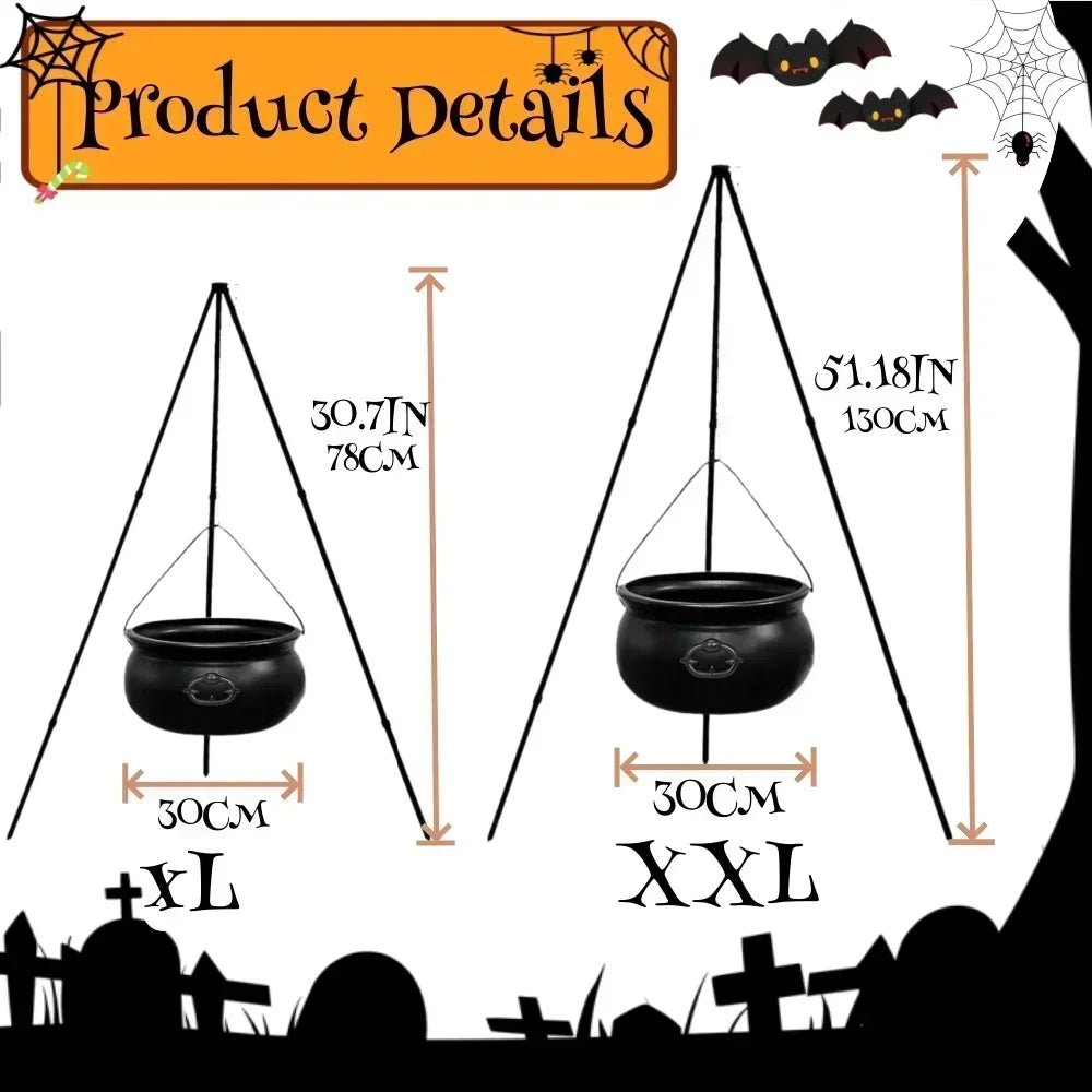 Halloween Cauldron On Tripod With Lights  3 sizes