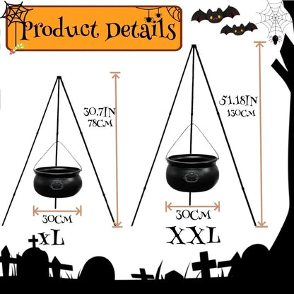 Halloween Cauldron On Tripod With Lights  3 sizes