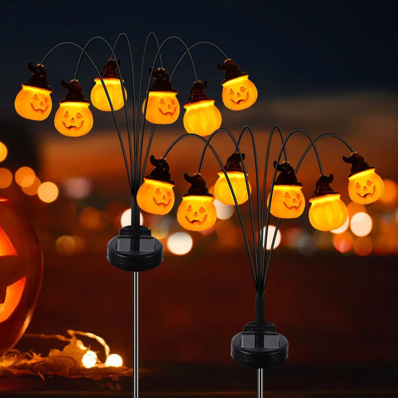 Halloween Outdoor Mini  Pumpkin Solar Stake Lights Set Of 4