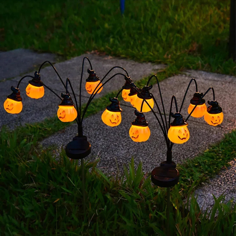 Halloween Outdoor Mini  Pumpkin Solar Stake Lights Set Of 4