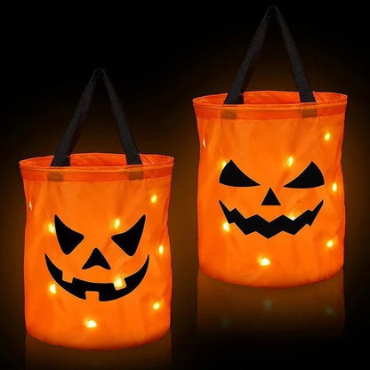 Halloween Trick or Treat Pumpkin Candy Bags LED Light