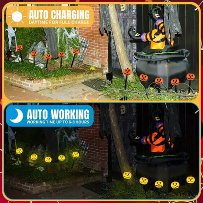 Halloween Pumpkin Garden Solar Stake Lights, Set of 5