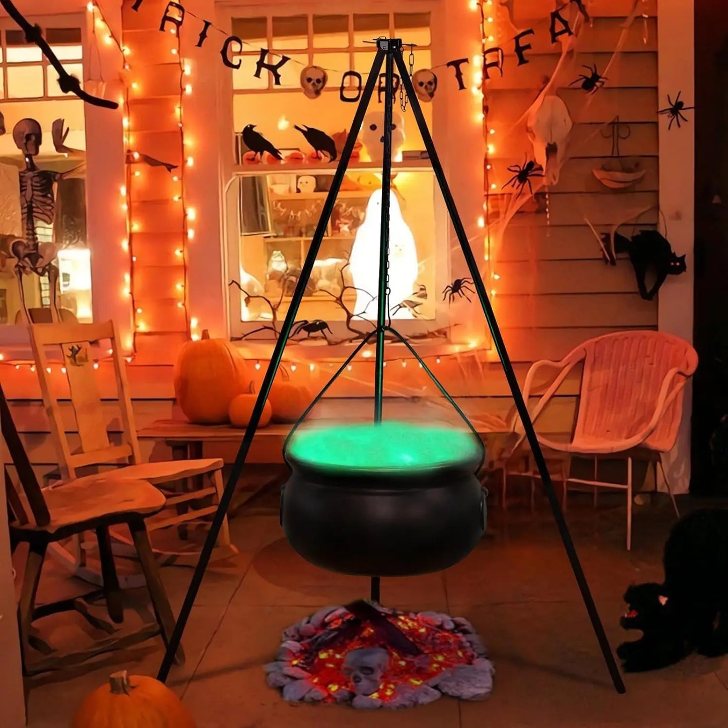 Halloween Cauldron On Tripod With Lights  3 sizes