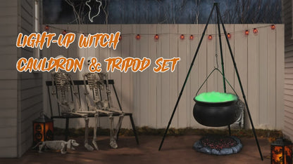 Halloween Cauldron On Tripod With Lights  3 sizes